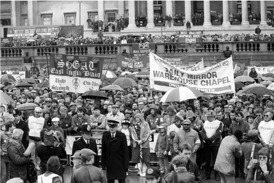 Rally in Trafalgar Square supporting print workers, April 6 1986 - Photo: Morning Star.